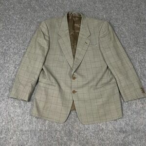 Mani Men's Blazer Size Large-XL Coat‎ Check Merino Wool 2-Button Single-Breasted